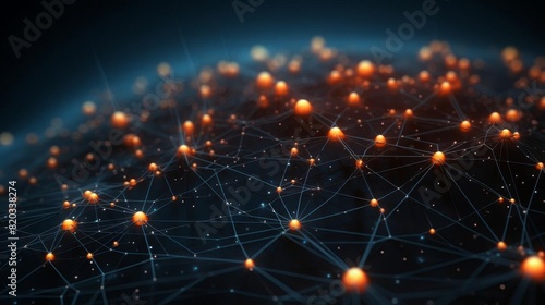 Digital network with glowing nodes