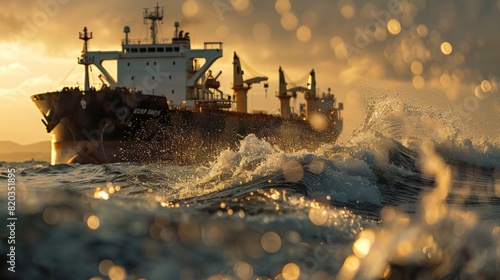 The tankers cargo holds filled to the brim with black liquid gold sway with the motion of the waves.