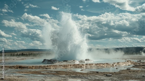 The geysers eruption forming an impressive natural fountain.