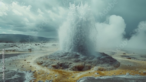 A geysers constant eruption creating a surreal landscape