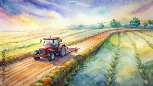 A tractor equipped with GPS technology navigates through a field with precision, demonstrating the efficiency and accuracy of modern farming techniques