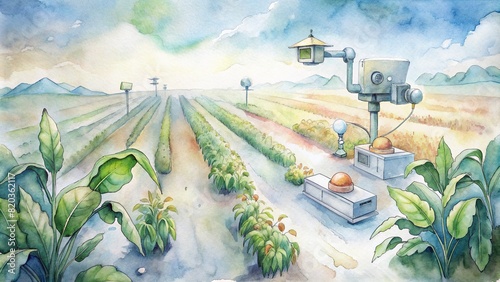 A network of sensors and cameras monitoring crop health and growth in real-time on a smart farm