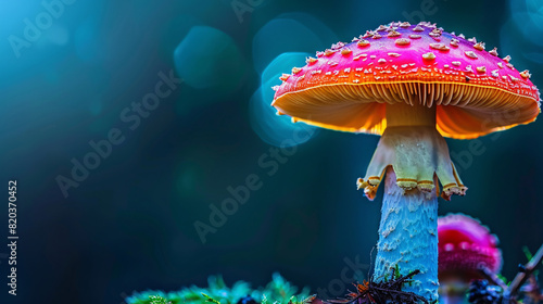 Close-up view mushroom amoled background fractal.