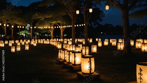 Vibrant Nighttime Obon Festival Illuminations in Japan
