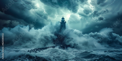 Lighthouse in a heavy storm