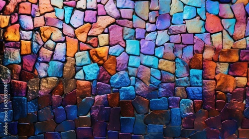 Glittering mosaic tiles in vibrant colors