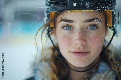 Focused Ice Hockey Player Portrait