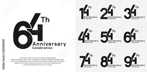 anniversary vector design set with black color for special moment celebration