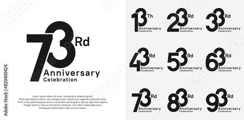 anniversary vector design set with black color for special moment celebration