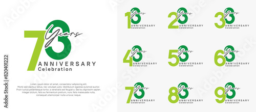 anniversary logotype vector design with green color can be use for special moment celebration