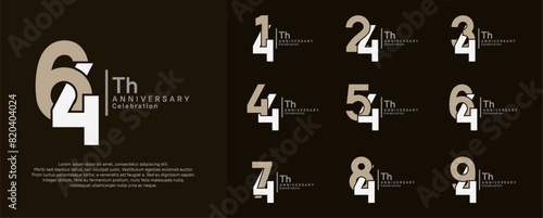 anniversary vector design set with brown and white color can be use for special moment