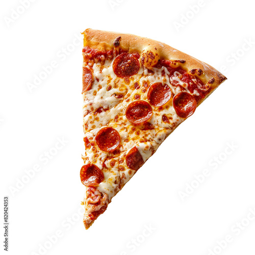 Tasty pepperoni pizza slice with mushrooms and olives isolated, pizza slice png