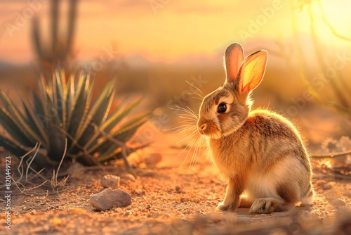a rabbit is in the desert