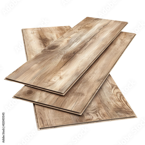 Vinyl flooring planks, easy install, isolated on transparent background, spotlight on modern and practical flooring