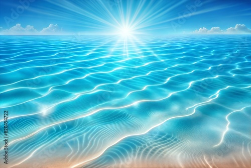 Blue sea and beach summer banner background with abstract ripple