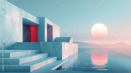 Minimalistic Architecture Desktop Wallpaper with Abstract Shapes and Lines Showcasing the Beauty of Simple Forms and Structures. A Visually Stunning Design with Negative Space and Subtle Textures for 