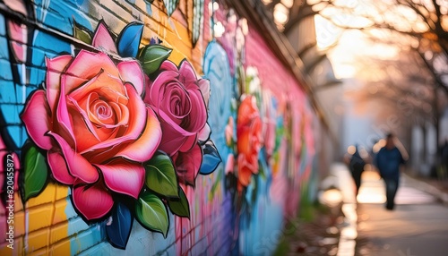 Street Art Featuring Colorful Rose Murals