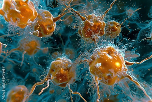Highly Detailed Image of Cancer Cells Under Microscope