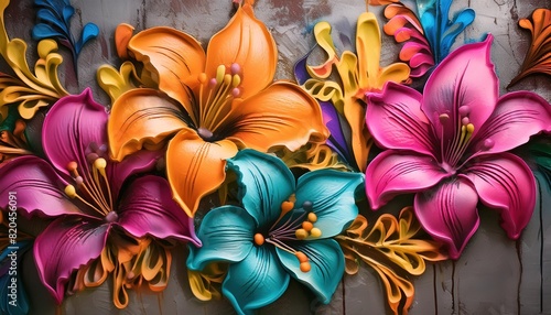 Colorful Three-Dimensional Floral Art Display