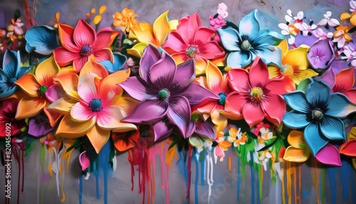 Vibrant Abstract Flowers with Colorful Background