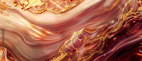 Opulent Gold Liquid Swirls on Abstract Colorful Marble Background