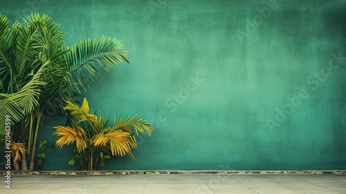green simple floral flower tropical wall backdrop wallpaper background for photoshoot