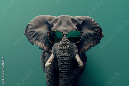 portrait of a elephant wearing a glasses