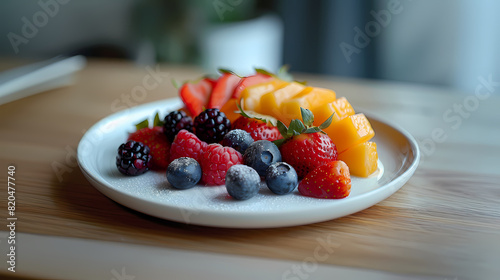 plato de cena de postre de frutas