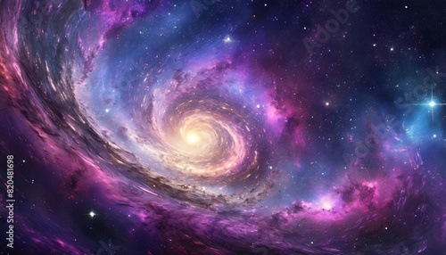 Beautiful Pink and Purple Spiral Galaxies with Stars