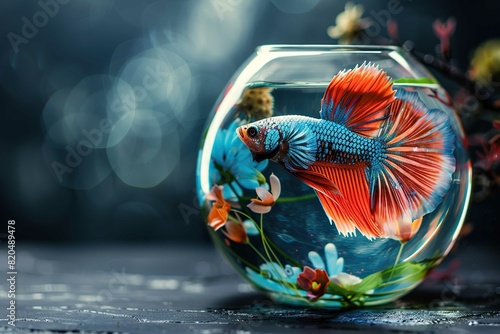 Betta Fish in a decorative bowl