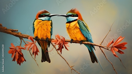 White Fronted Bee Eater Made With Generative AI illustration. The White fronted Bee eater (Merops bullockoides) belongs to a of near passerine birds in the Meropidae Most species are found in Africa b