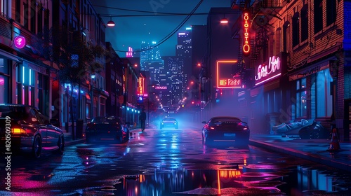 Vigilante flat design side view theme urban night 3D render Vivid