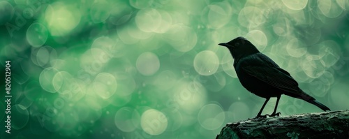 A beautiful shot of a bird sitting on a branch, with a green background.