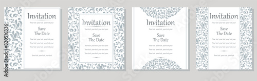 Set of abstract floral patterns. Vector seamless backgrounds. Perfect for invitations or announcements.