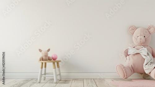 A white wall mockup in a children's room.