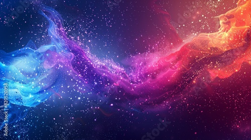 A colorful explosion on a dark space-themed background.
