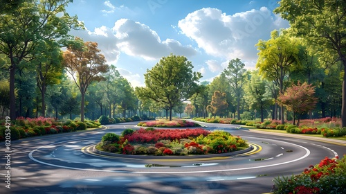 Upgrading Old Roundabouts - Illustration showing a project to modernize an old roundabout, incorporating modern technologies and the needs of residents