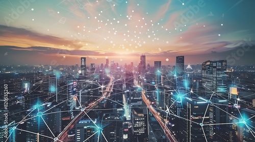 Smart city and digital transformationBig data connection technology Telecommunication and communication network concept : Generative AI