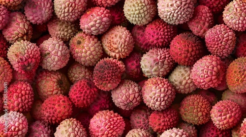 A close-up image of a bunch of lychee fruit