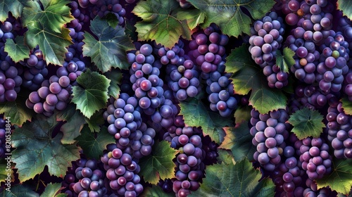 A photo of a bountiful harvest of purple grapes, ready to be picked and turned into wine.