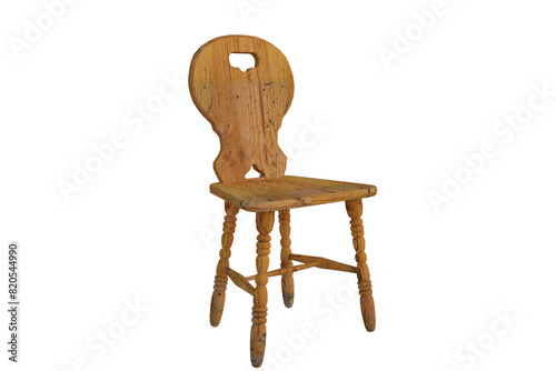 sedia rustica con fondo trasparente isolato in legno massello 
