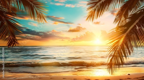 Art Beautiful sunrise over the tropical beach : Generative AI