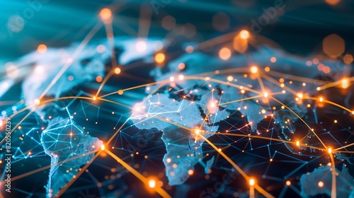 Global business structure of networking Analysis and data exchange customer connection HR recruitment and global outsourcing Customer service Teamwork Strategy Technology and social ne : Generative AI