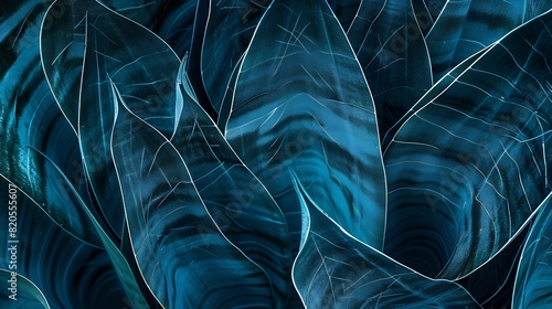 close up macro sansevieria trifasciata cv pattern leaves texture abstract exotic blue backgroundleafs wallpaper desktop conceptnature flora ornamental summer plant backdrop website co : Generative AI