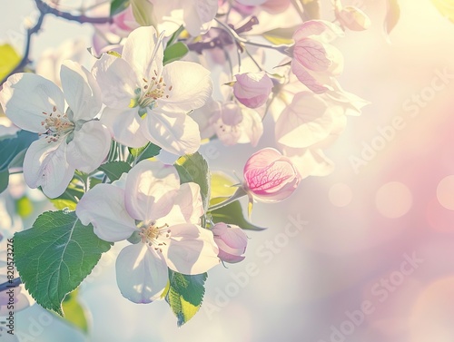 Enchanting Apple Blossom: A Stunning Display of White Flowers on an Apple Tree Branch