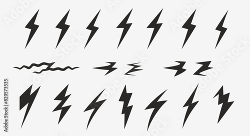a set of black and white lightning bolts