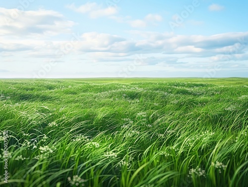 Endless meadow, green meadow, no flowers, natural light, peaceful atmosphere 