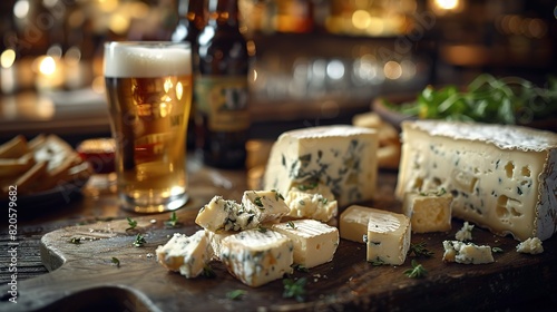 food images, cheese sauce and welsh beer, volumetric lighting, Generate AI.