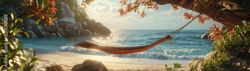 Relaxing hammock by the ocean