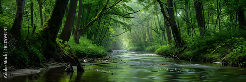 Tranquility Embodied: Serene Waterways Nestled in Verdant Woodlands